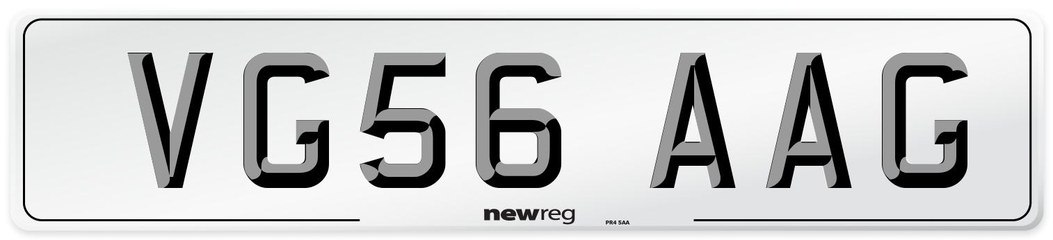 VG56 AAG Number Plate from New Reg
